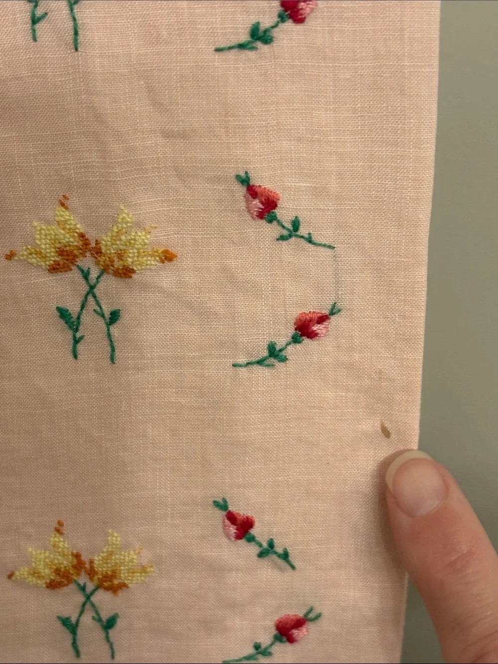 Vintage pink embroidered tea towels